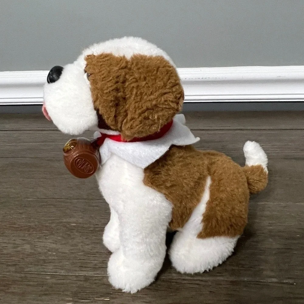Elf Pets St. Bernard Dog Plush Brown Barrel Collar‎ Puppy Kids Toy